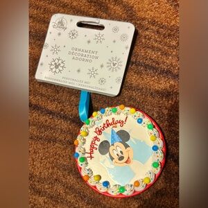 2026 Disney Parks Mickey Mouse Happy Birthday Cake Holiday Christmas Ornament